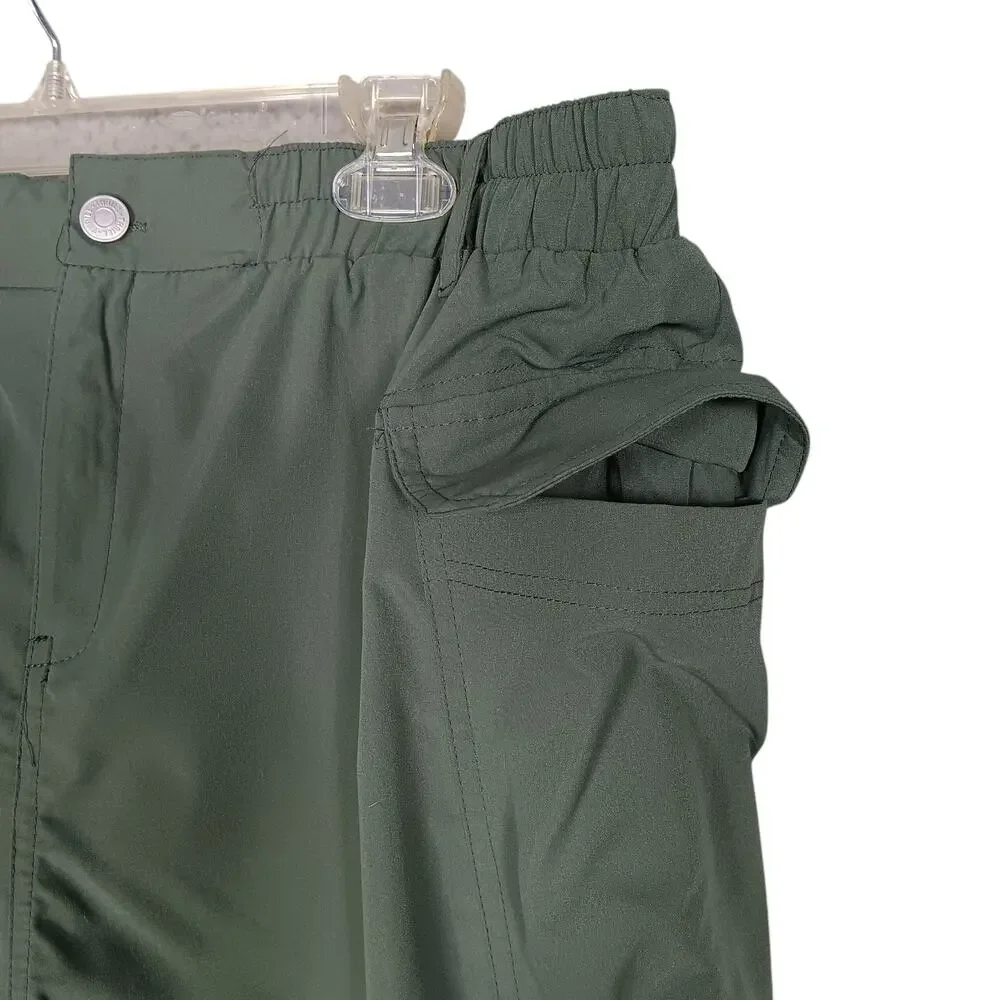 Thrill Olive Green Shorts Size 1X Zip and Button Elastic Waist Sides and Pockets